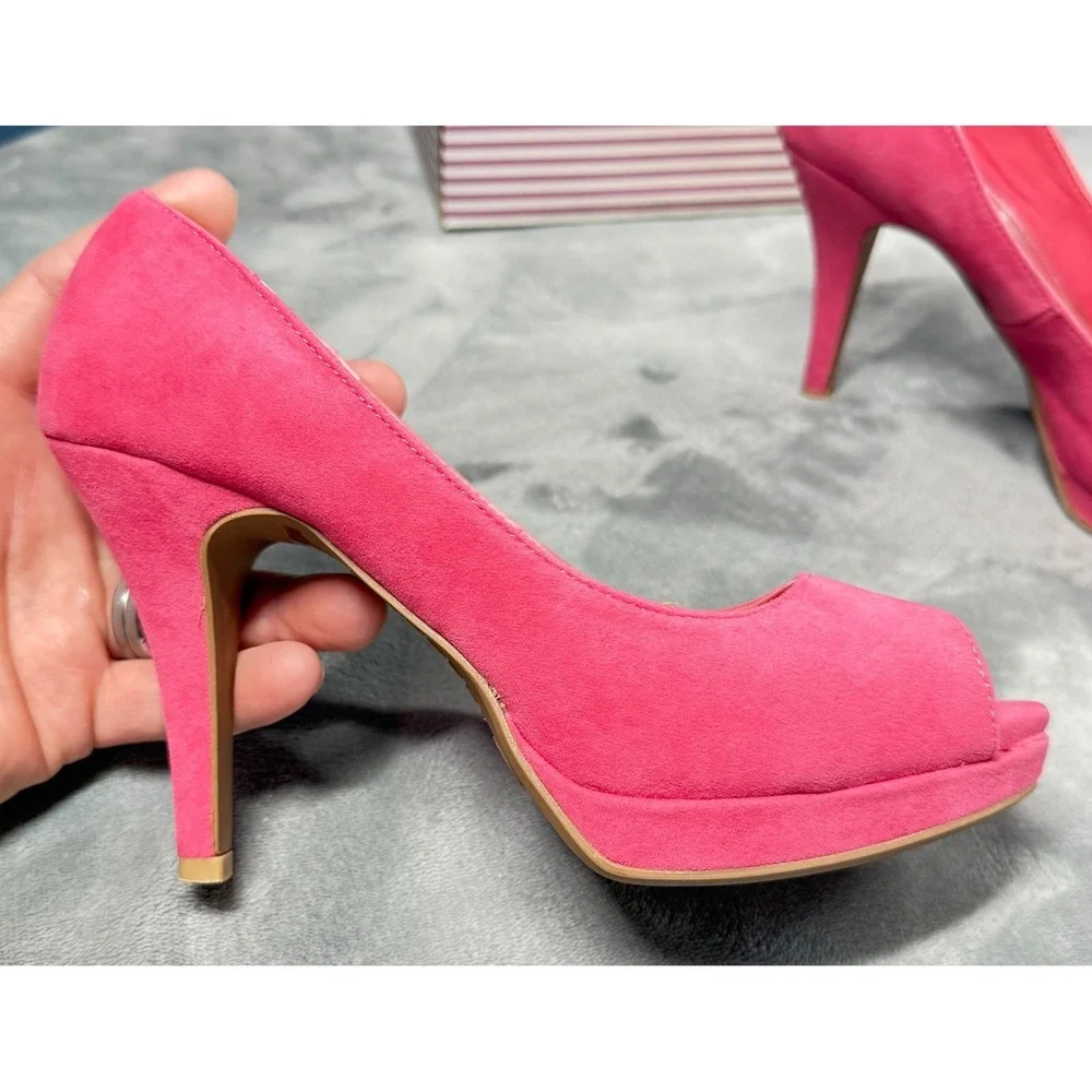 Bamboo Corey01 Womens 6 Pink Peep Toe Platform Stiletto Heels Pumps